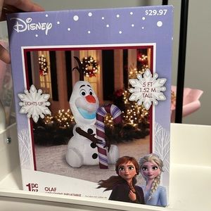 5ft Olaf with Candy Cane Christmas Inflatable Decoration by Gemmy